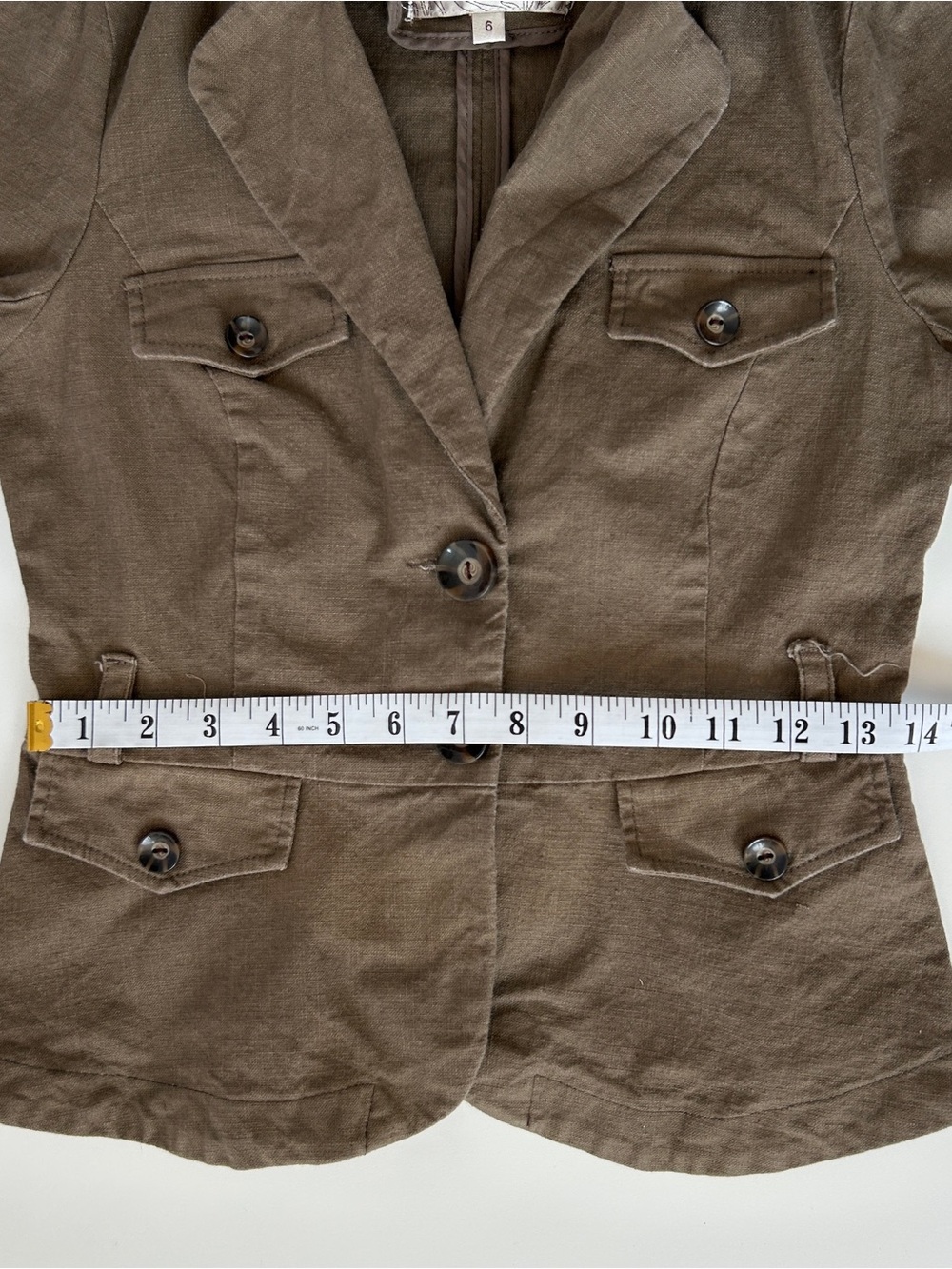 Vintage Olive Tailored Button Up Blazer - Picture 3 of 5